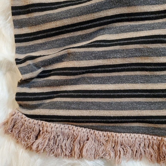 Black N Blue Womens Pullover Dolman Sweater Size 2XL Black Gold Striped Fringe - Picture 5 of 10